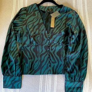 J. Crew Deep V-Neck Button-Front Top